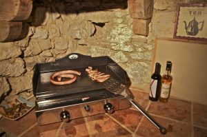 Plancha Forge Adour dans le patio du gîte